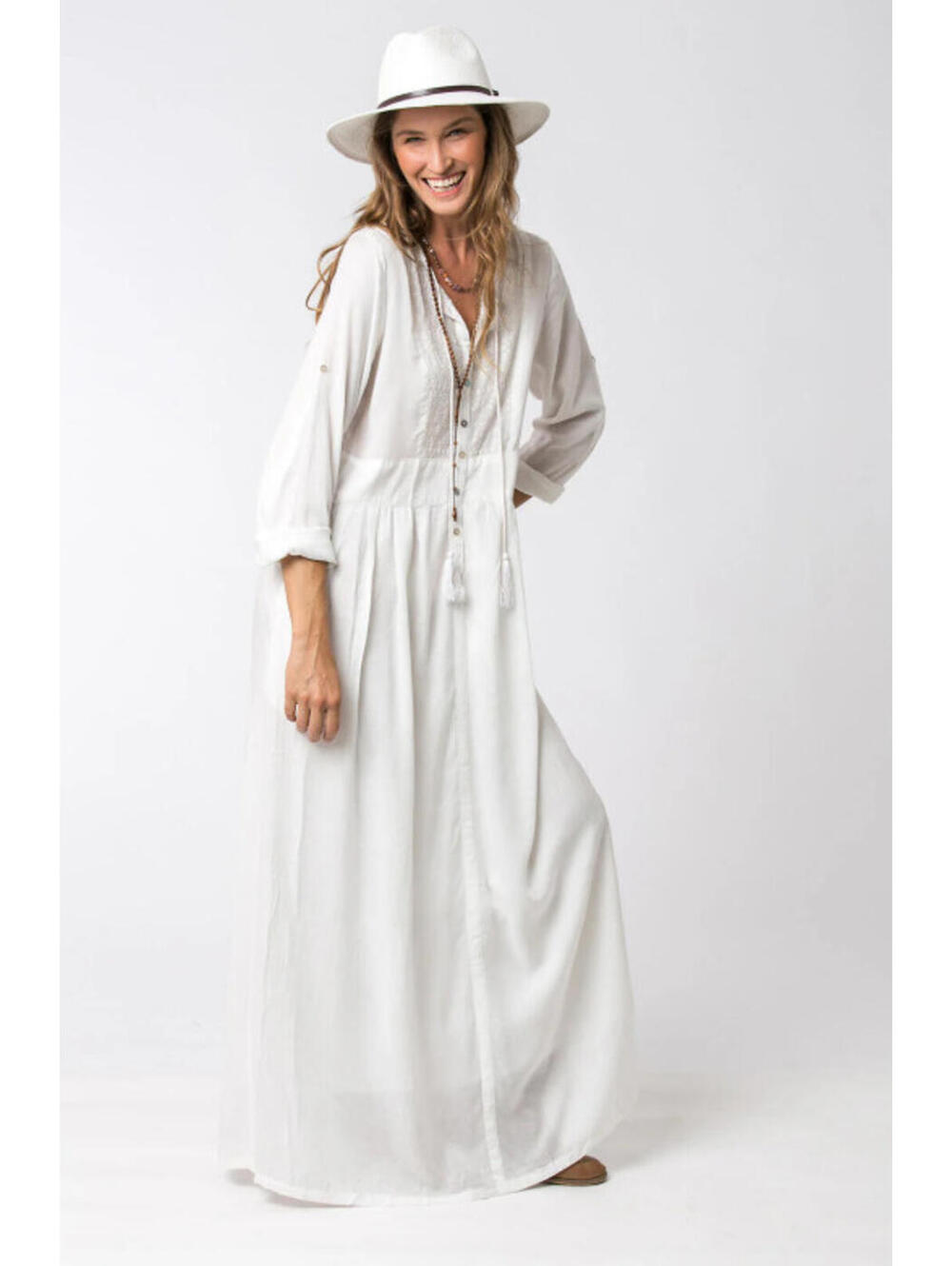 NWT Hanamer Ibiza Rock Star Maxi Dress White Boho Chic Flowy Festival Dress L/XL